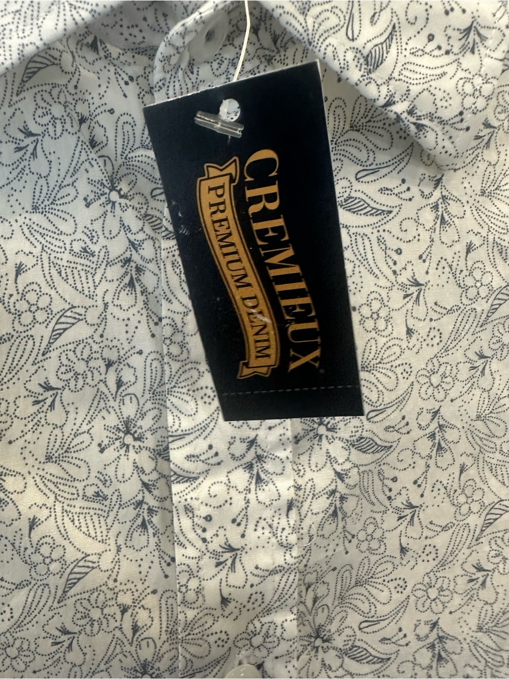 Daniel Cremieux White Shirt with Navy Paisley Floral Print - Picture 3 of 5